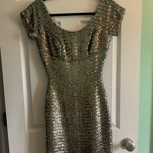Vintage silver sequined bombshell dress XSmall